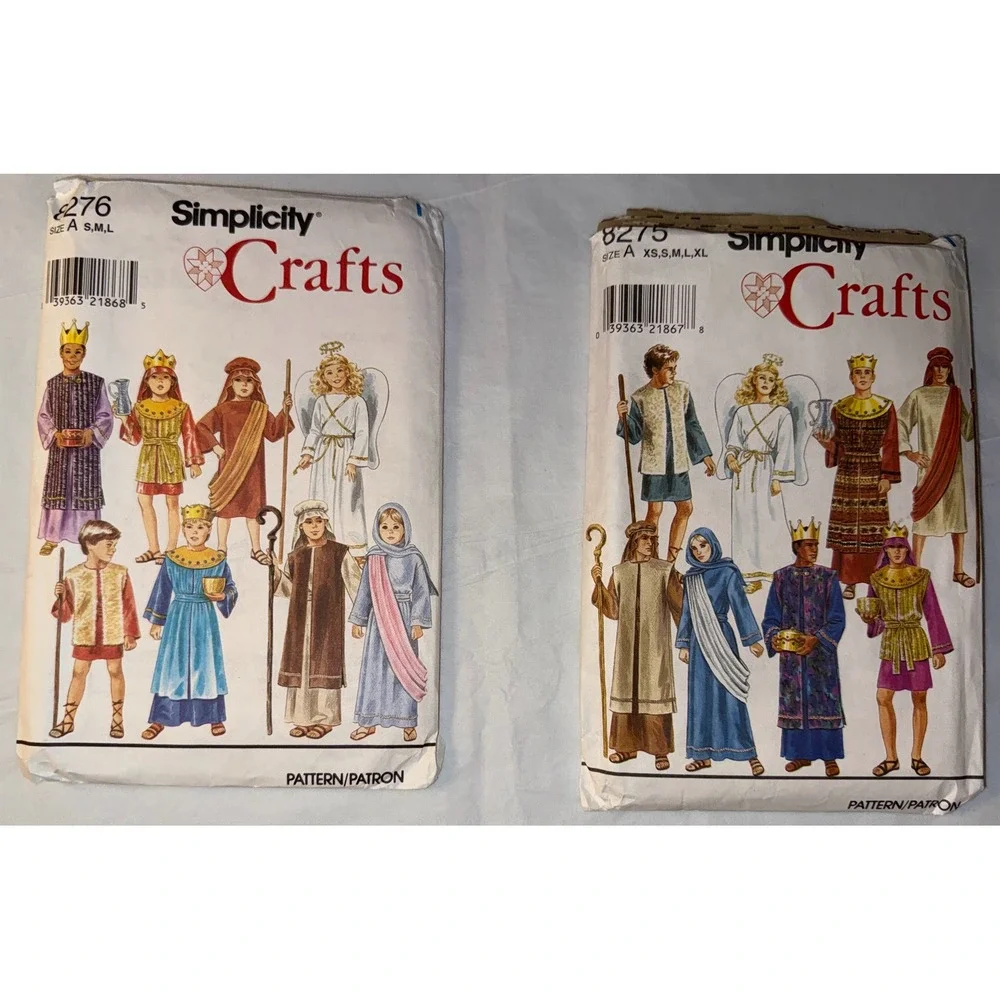 Simplicity Sewing Pattern Lot Nativity Costumes Kids Adults S-XL Multicolor DIY
